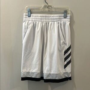 Adidas White Athletic Shorts with Black Stripes